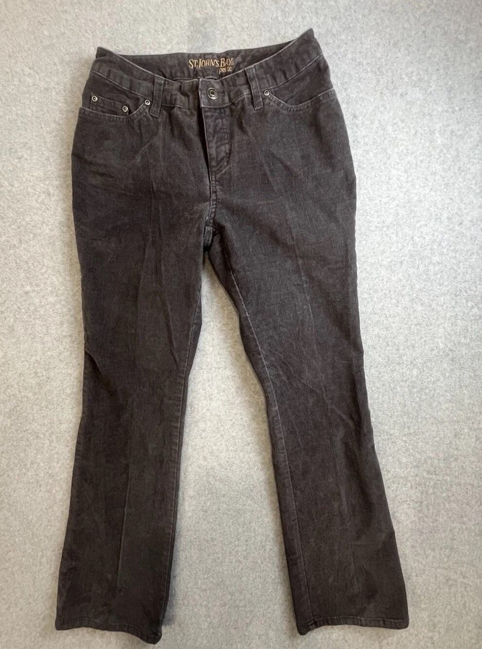 St. John's Bay petite bootcut corduroy pants,five-pocket design, drk green,Sz 4P